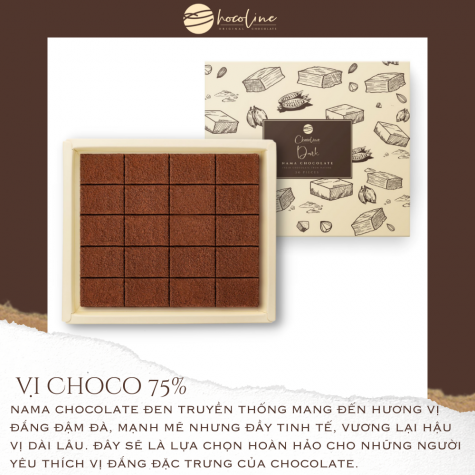 Nama Dark Chocolate - Socola Tươi Vị Đắng ( 75% Cacao)